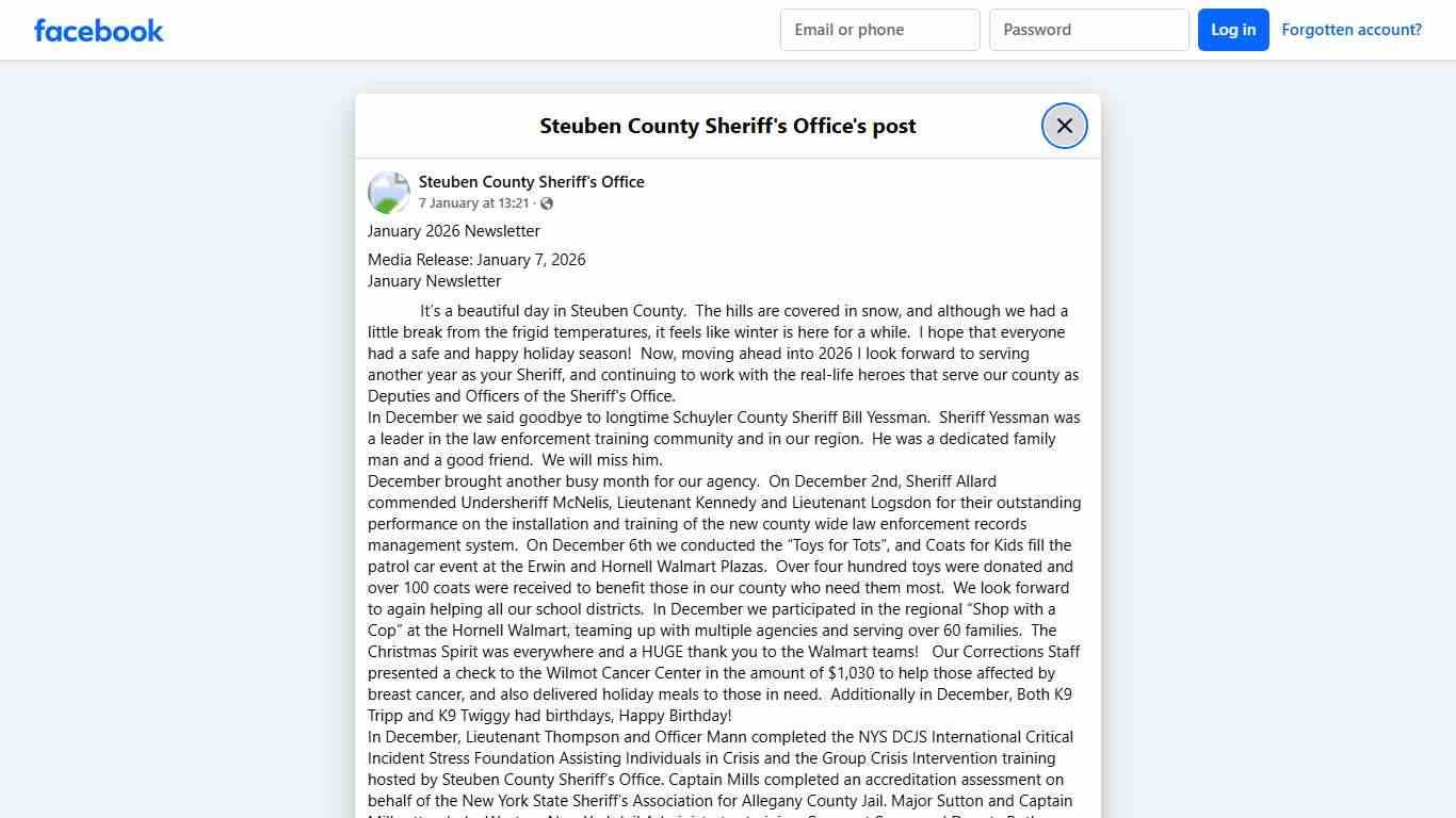 January 2026 Newsletter... - Steuben County Sheriff's Office Facebook